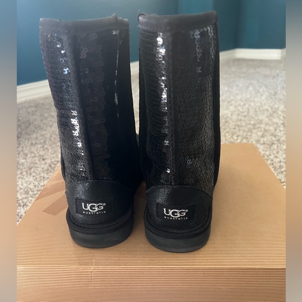 Black Sparkly Ugg Boots / Like New In Box - image 2